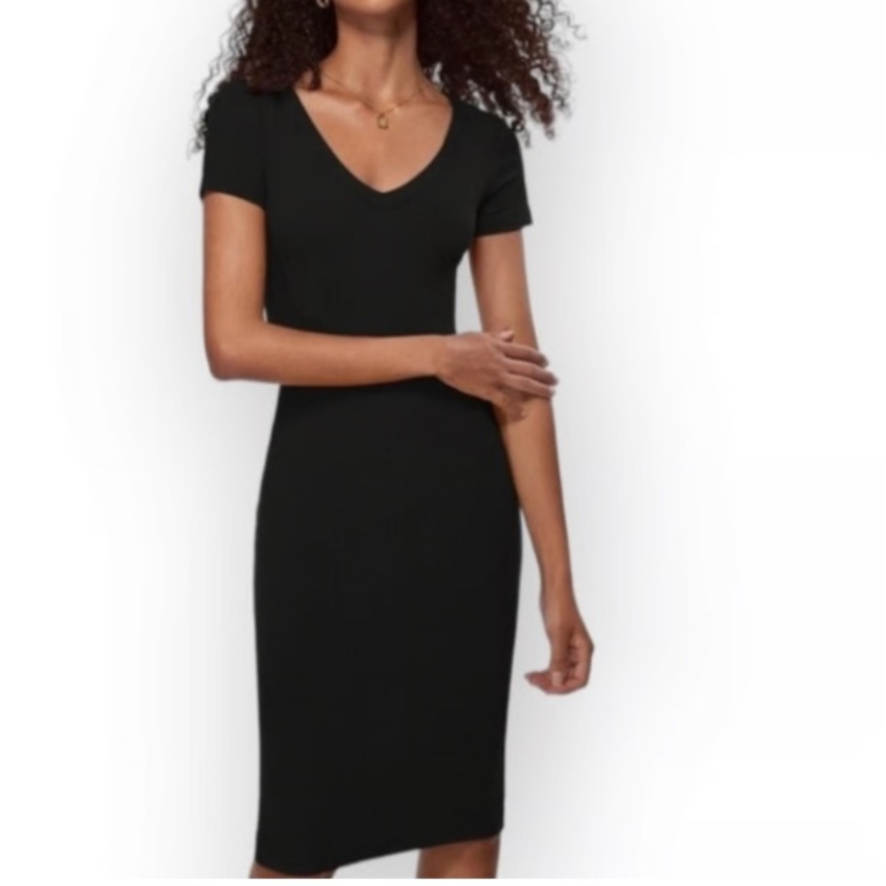 See You Monday Elegant Black Midi Dress
